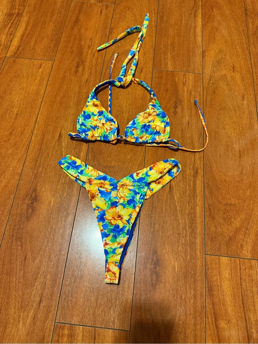 Bydee Bright Floral women’s Two-Piece Bikini in Yellow and Blue
